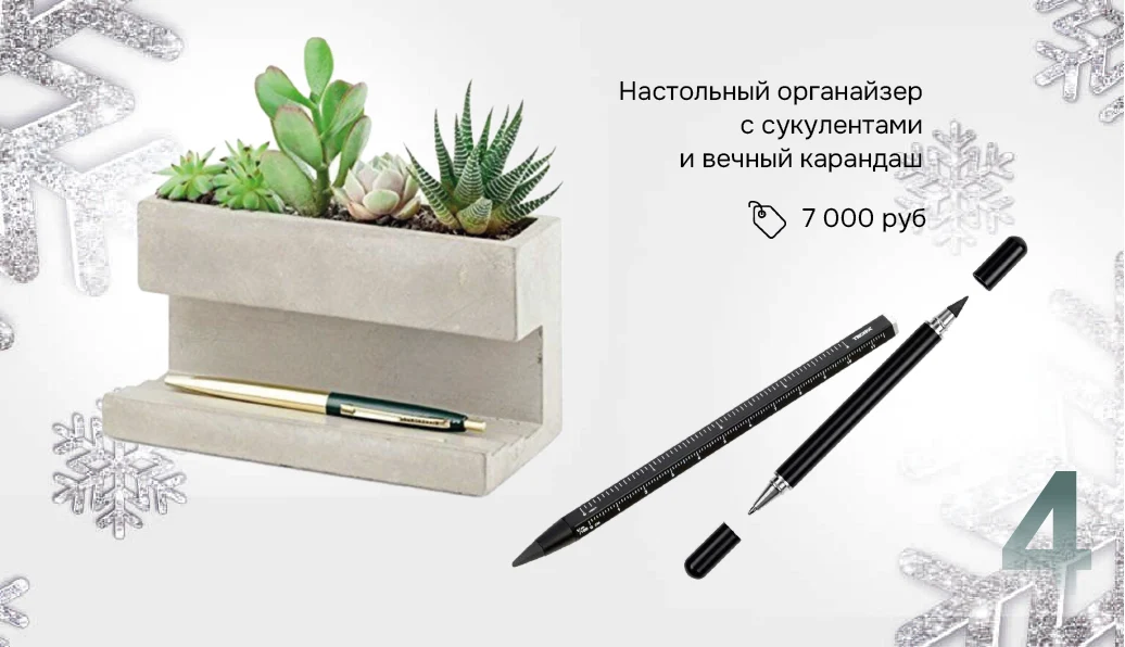Органайзер с суккулентами и вечный карандаш